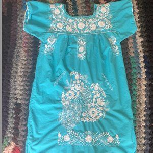 Oaxacan Teal Summer Dress Large